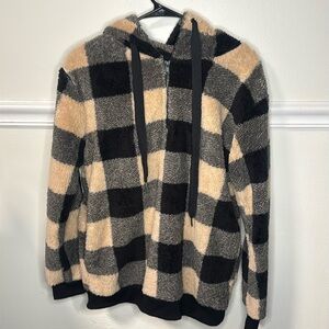 (NWOT) BUFFALO PLAID SHERPA HALF ZIP SWEATER JACKET